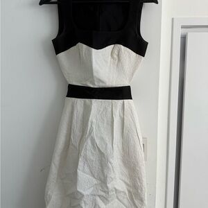 Elegant Black & White Structured Cocktail Dress